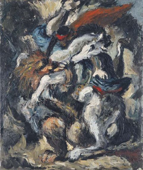 Heino Naujoks - Araber wird von einem Löwen angegriffen (nach Delacroix)-1959